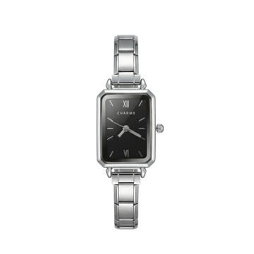 Como Uhr Silber – Edition mit schwarzem Zifferblatt
