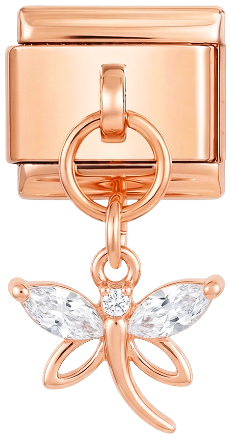 Libelle mit großen Steinen, auf Roségold