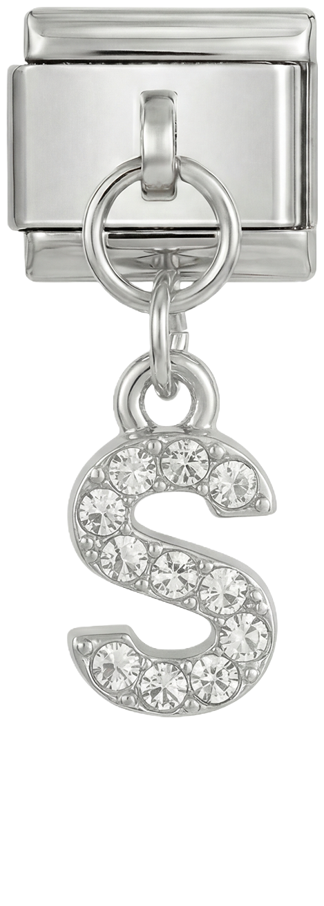 Letter S with sotnes, Hanging, on Silver - Letter-S-hanging-on-silver.png