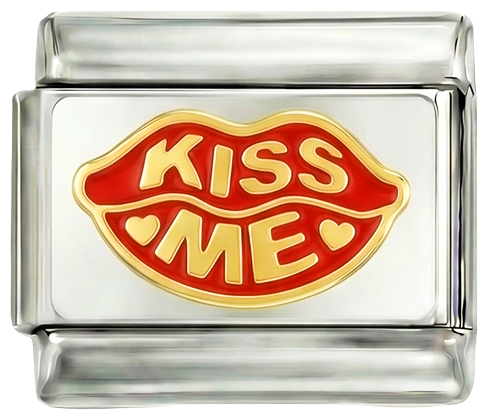 Rote Lippen, küss mich, auf Silber