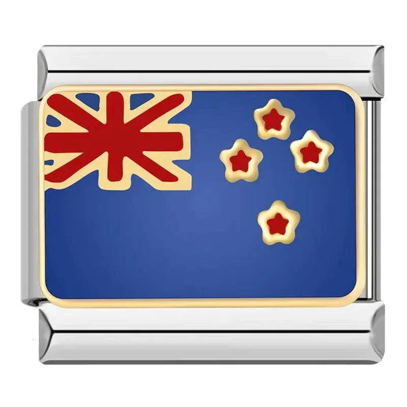 Australia Flag, on Silver - Charms Official