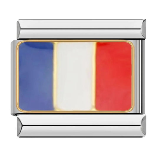 France Flag, on Silver - Charms Official
