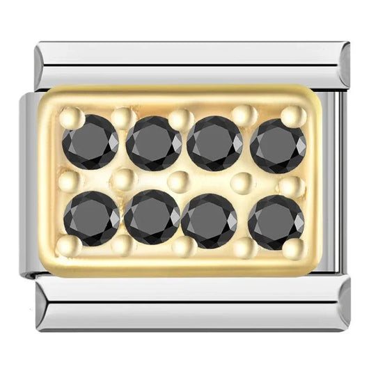 Gold Plate with Black Stones - Charms Official