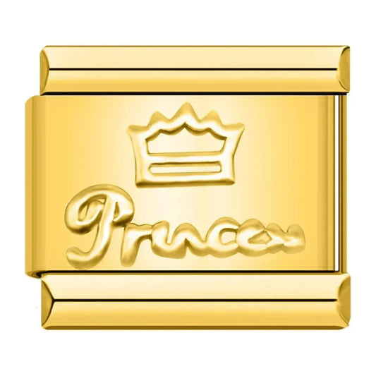 Princess with Crown, on Gold - Charms Official