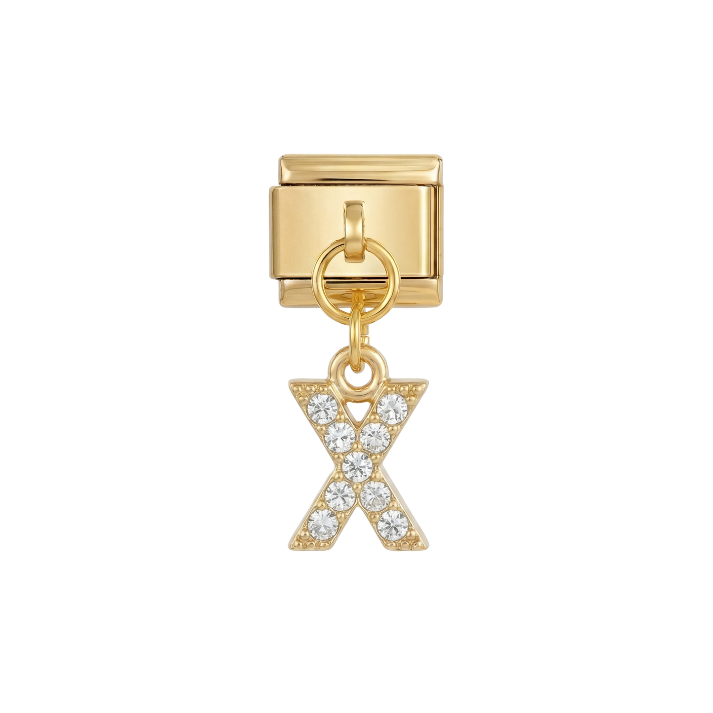 Letter X with stones, Hanging, on Gold
