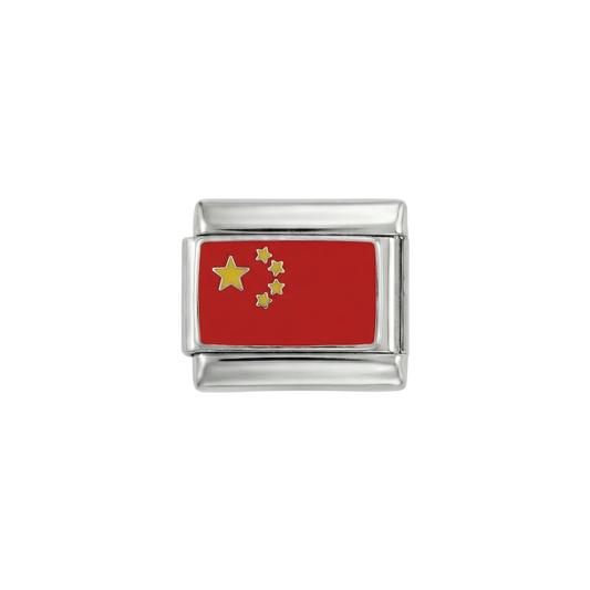 China-Flagge, auf Silber