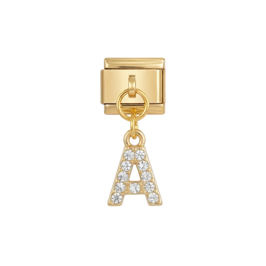 Letter A with stones, Hanging, on Gold