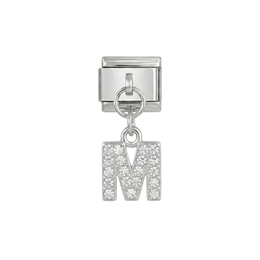 Buchstabe M, hängend, auf Silber
