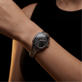 Capri-Uhr, Silber – Edition mit schwarzem Zifferblatt