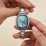 Capri-Uhr, Silber – Edition mit blauem Zifferblatt