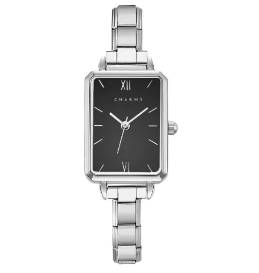 Como – Silber mit schwarzem Zifferblatt