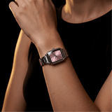 Como-Uhr, Silber – Edition mit rosafarbenem Zifferblatt