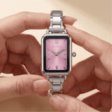 Como-Uhr, Silber – Edition mit rosafarbenem Zifferblatt