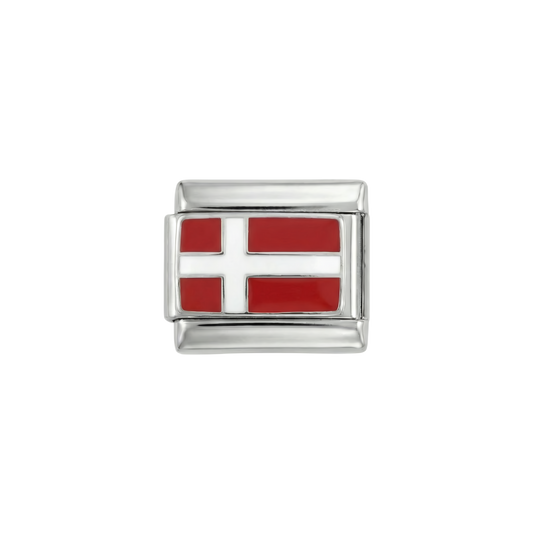 Denmark Flag, on Silver