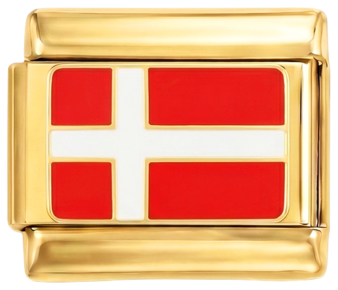 Wird noch hinzugefügt - Dänemark-Flagge, auf Gold