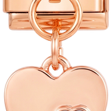 Doppeltes Herz mit lila Steinen, auf Roségold