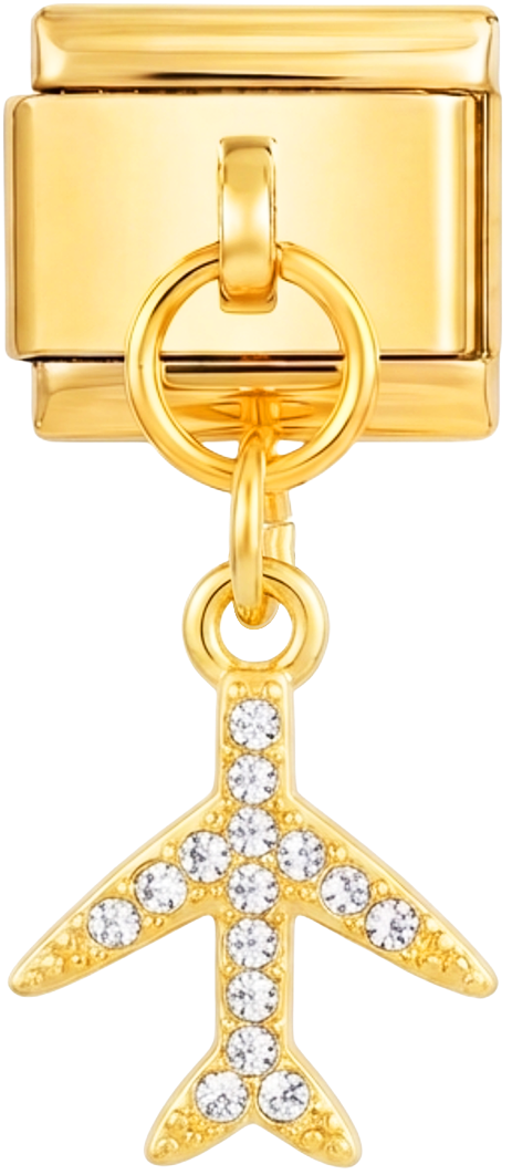 Goldflugzeug mit Steinen, auf Gold