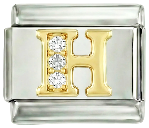Letter H in Gold with Stones, on Silver - Letter-H-in-gold-with-stones-on-silver.png
