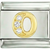 Letter O in Gold with Stones, on Silver