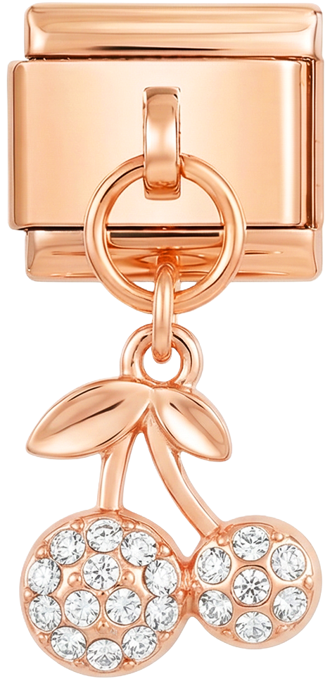Paar Kirschen mit Steinen, in Roségold