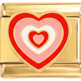 Rote und rosa Herzen auf Gold