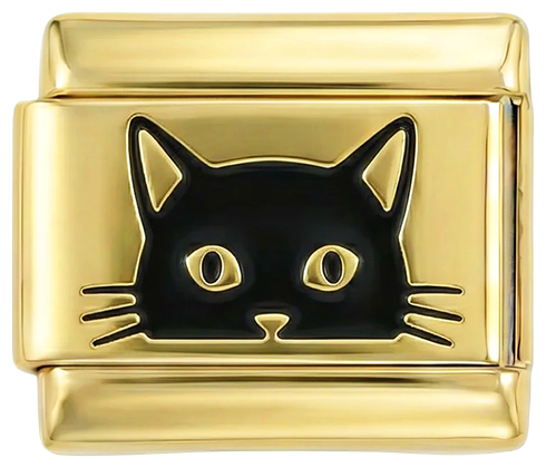 Schwarzes Katzengesicht auf Gold