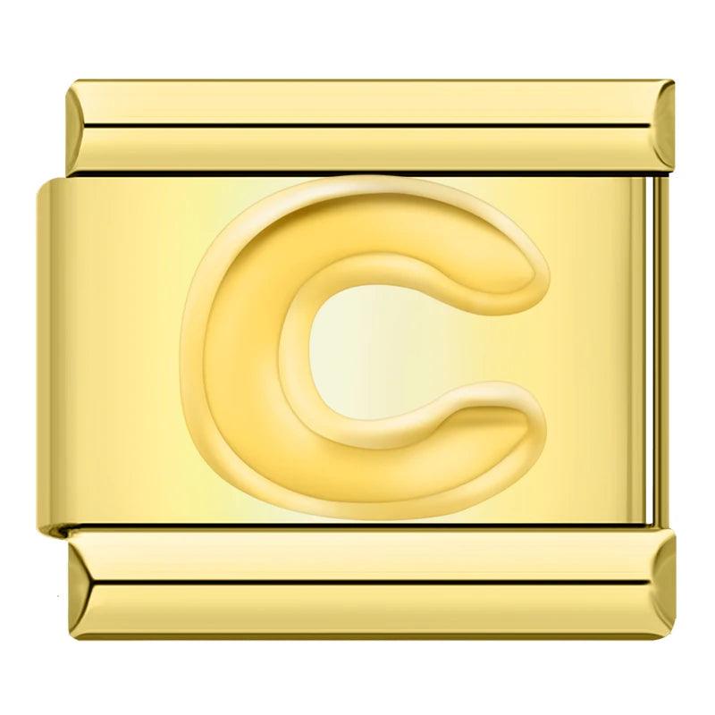 Letter C in Gold, on Gold - Charms Official