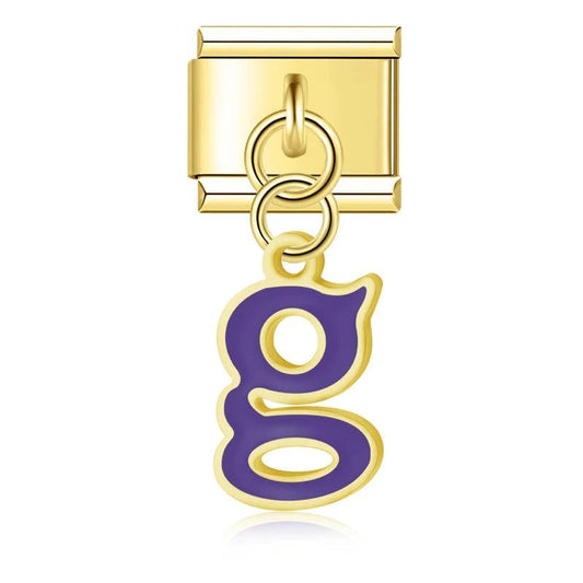 Letter G in Purple, on Gold - Charms Official