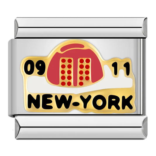 Red Telephone, 0911 NEW-YORK, on Silver - Charms Official