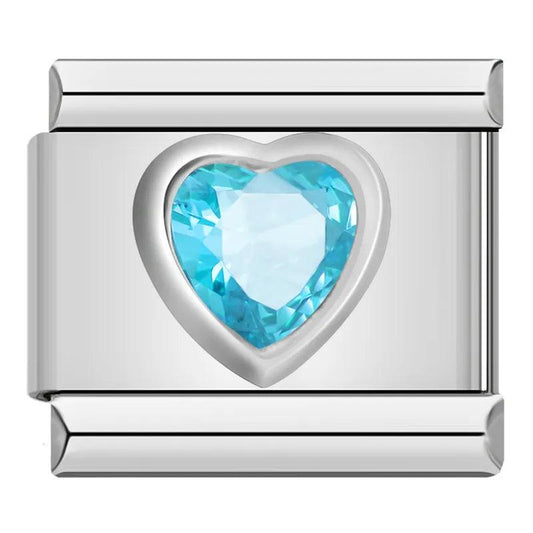 Silver Heart with Turquoise Stone, on Silver - Charms Official